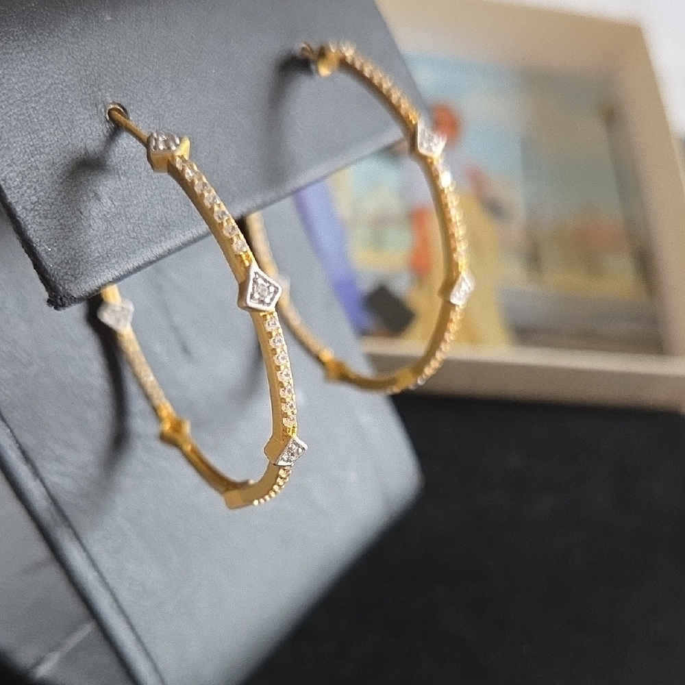 Freida Rothman Pave Arrow Hoop Earrings - Picture 4 of 8